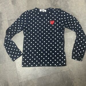 Comme des Garcons White and Blue Long Sleeve Tee